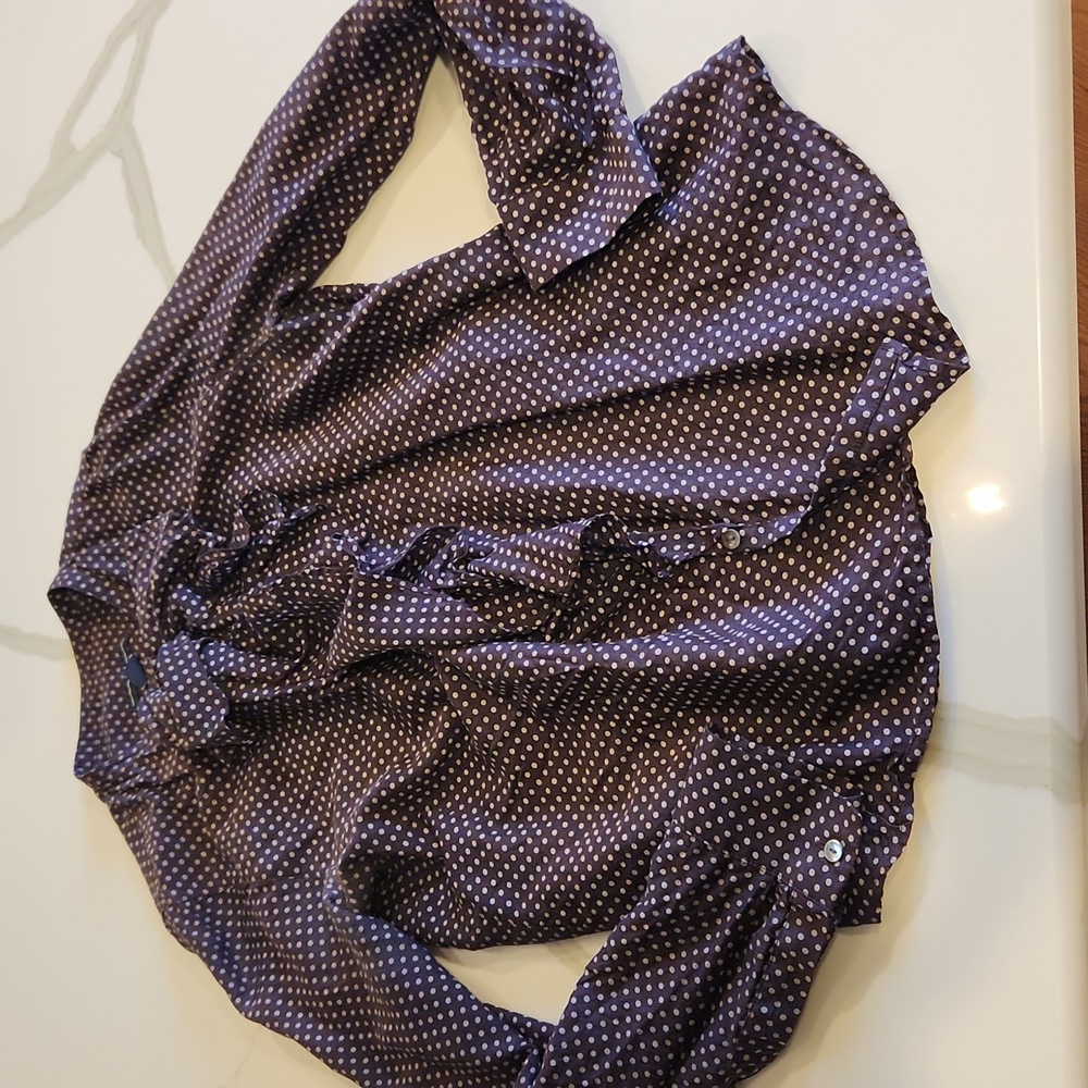 GAP ruffle polka dot button down blouse